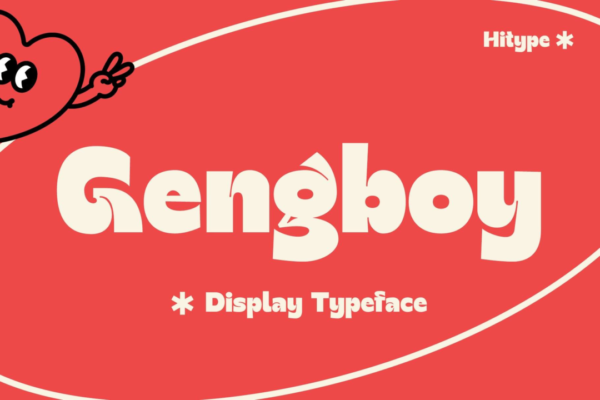 独特卡通童趣俏皮贴纸标签海报包装标题LOGO徽标设计PS粗体英文字体 Gengboy Display Typeface – Hitype