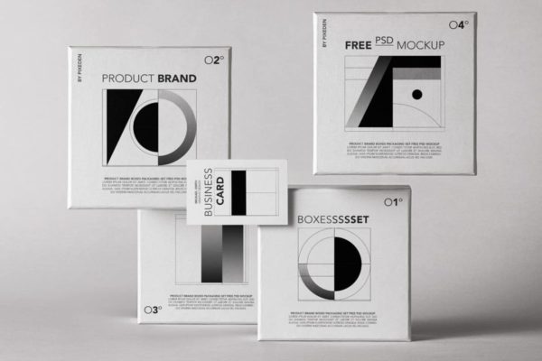 逼真产品包装纸盒外观设计展示效果图PSD智能贴图样机模板 Product Psd Branding Packaging Mockup Set
