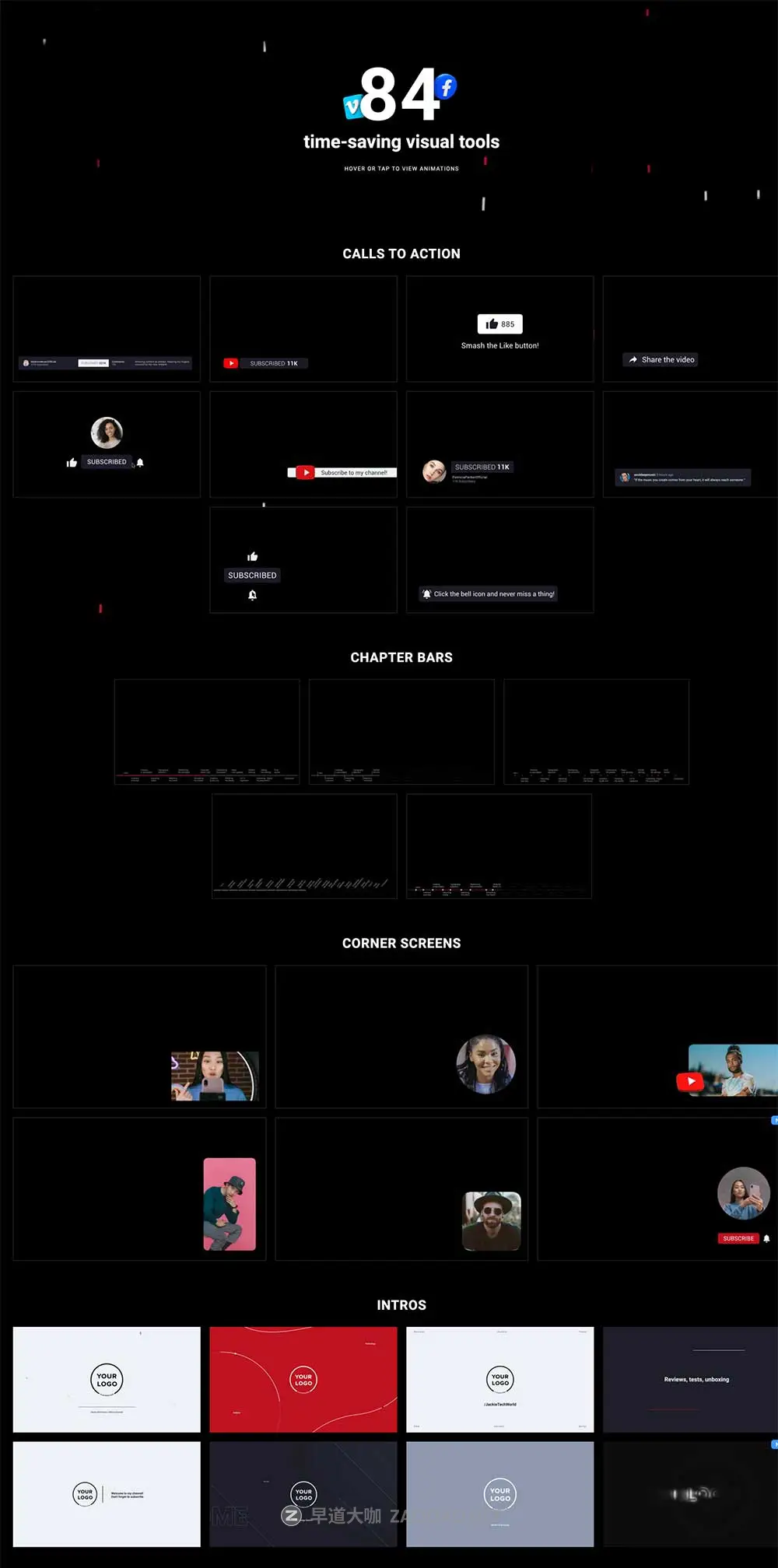 达芬奇预设 84组创意社交媒体品牌推广片尾头像点赞订阅关注分享图形动画 MotionVFX – mTuber 3 For DaVinci插图1 达芬奇预设 84组创意社交媒体品牌推广片尾头像点赞订阅关注分享图形动画 MotionVFX – mTuber 3 For DaVinci插图1