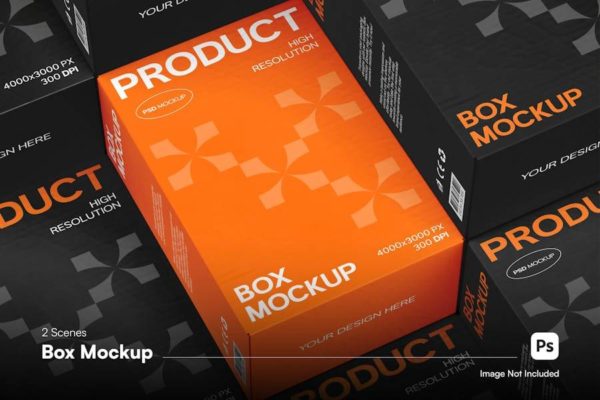 时尚方形产品包装纸盒设计展示效果图PSD样机模板素材 Box Packaging Mockup