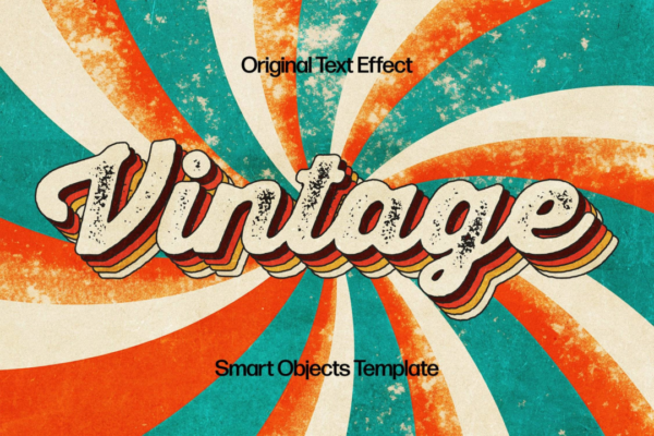 80年代复古划痕纹理3D立体海报标题LOGO设计PS特效样机模板 Grunge Text Effect