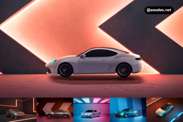 15款创意科幻新能源电车智能汽车广告海报主视觉KV设计PSD模板素材 New energy vehicle poster template