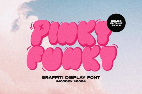复古Y2K街头涂鸦风气泡泡泡气球标题LOGO设计PSAI英文字体安装包 Pinky Funky – Graffiti Display Font