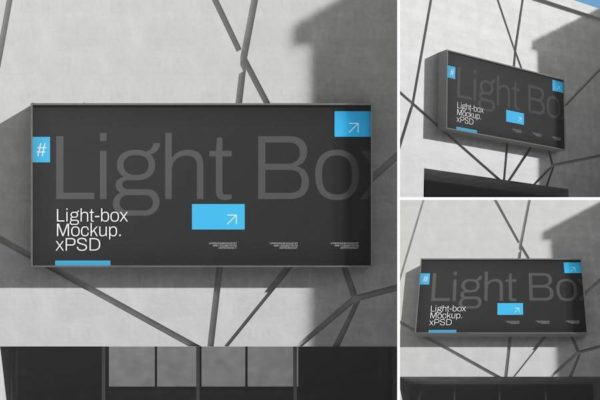 时尚逼真灯箱海报设计PS智能贴图展示效果图样机模板 Light Box Display Mockup