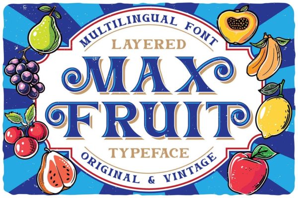 时尚复古品牌海报徽标设计衬线英文字体安装包 Max Fruit Bold Retro Font