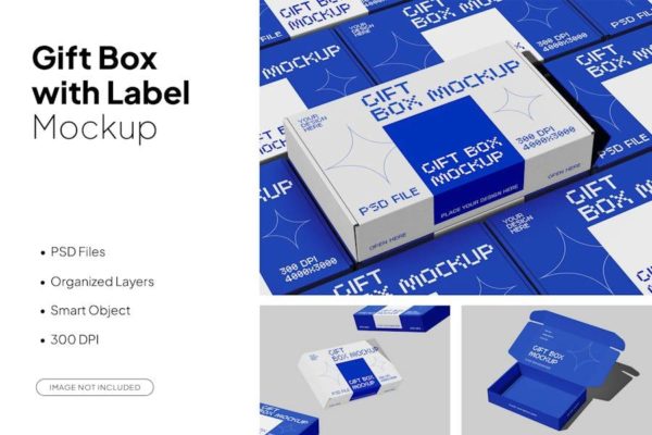 3款时尚产品包装盒礼盒设计展示贴图PSD样机模板 Gift Box Mockup