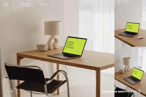 时尚优雅网站界面设计苹果MacBook Pro屏幕样式贴图样机模板 Laptop Mockup set