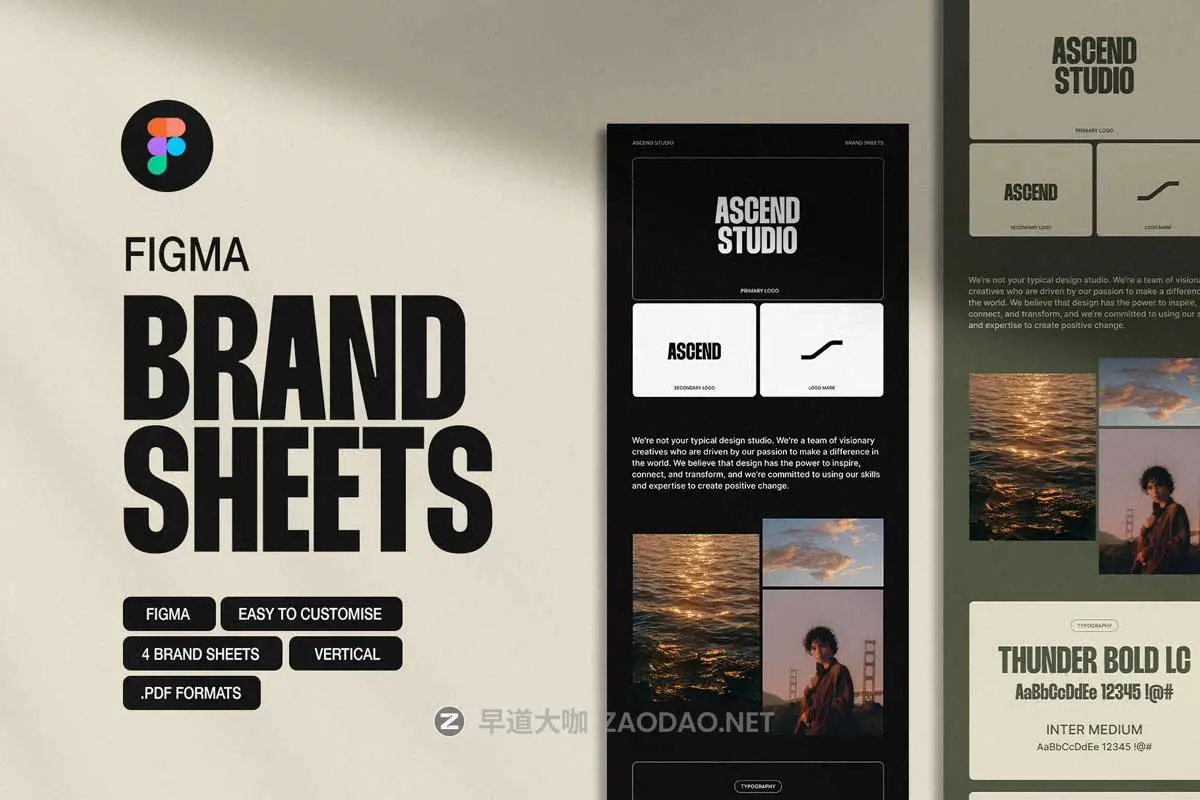 时尚品牌VI使用规范指南手册图文排版设计Figma模板 BRAND SHEETS for Figma || ASCEND