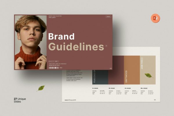 创意简约品牌营销策划提案简报设计ppt模板 Brand Guidelines Powerpoint Template