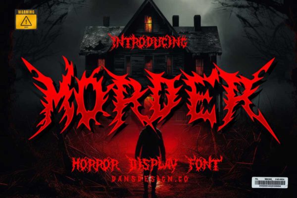 复古万圣节主题恐怖锋利纹身服装电音专辑封面标题设计英文字体 MordeR Metal Horror Font