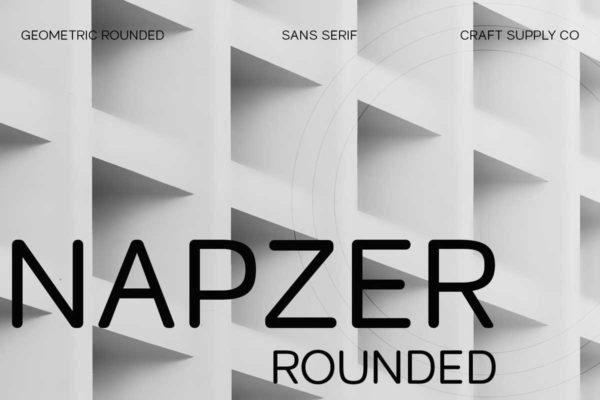 时尚优雅圆角几何风品牌网站海报LOGO设计英文字体安装包 Napzer Rounded