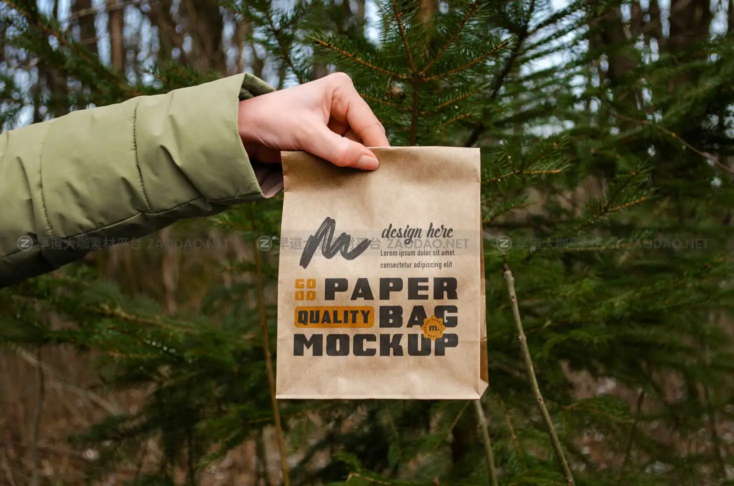12款时尚手持汉堡面包包装袋外卖纸袋设计展示效果图PSD样机模板 Paper Bag Mockups插图6