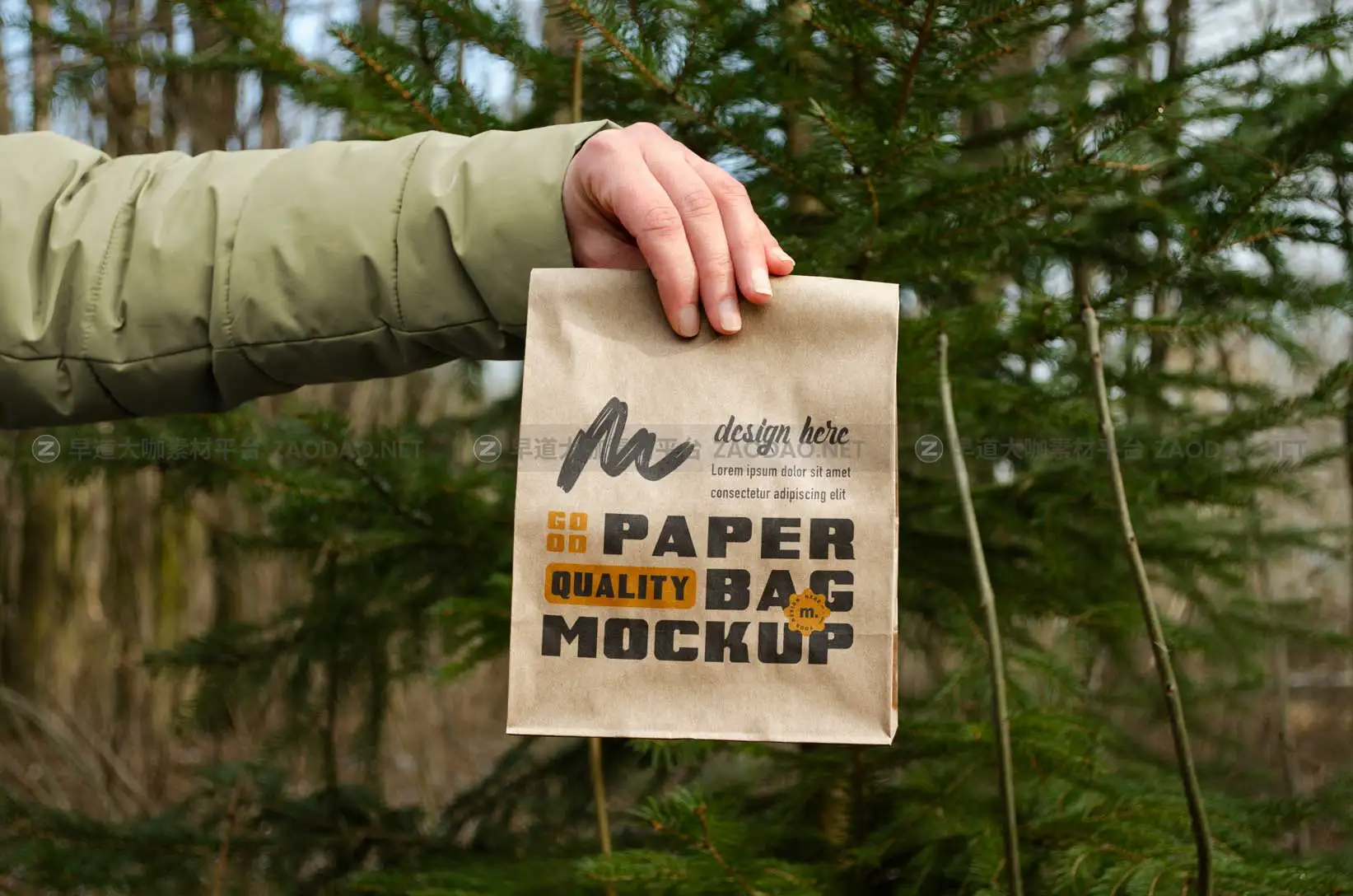12款时尚手持汉堡面包包装袋外卖纸袋设计展示效果图PSD样机模板 Paper Bag Mockups插图5