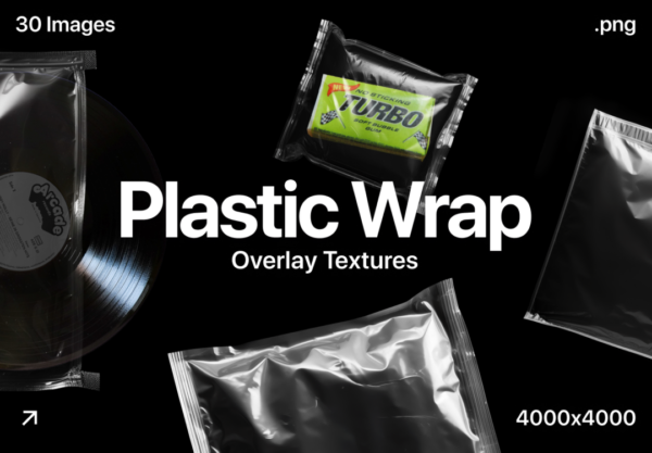 30款潮流褶皱透明塑料袋保鲜膜叠加层Figma格式&PNG免抠图设计素材 Plastic Wrap Overlay Textures