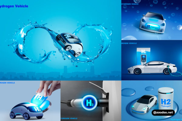 12款创意氢气新能源汽车电车主视觉KV海报设计PS分层源文件模板 Hydrogen new energy vehicle poster