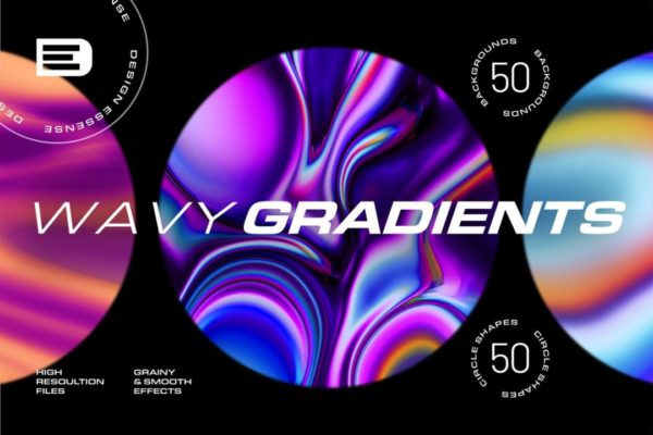 100款未来科幻赛博朋克3D金属镀铬波浪效果PNG格式背景图设计素材 Surreal Gradient Waves – Backgrounds