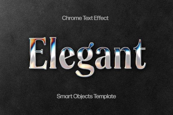 复古金属镀铬3D立体海报标题字体LOGO设计PS特效样机模板 Elegant Metal Chrome Text Effect