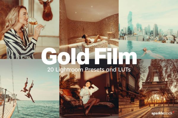 20组金色绿松石色胶片模拟电影美学博主旅行摄影照片调色Lightroom预设 20 Gold Film Lightroom Presets and LUTs