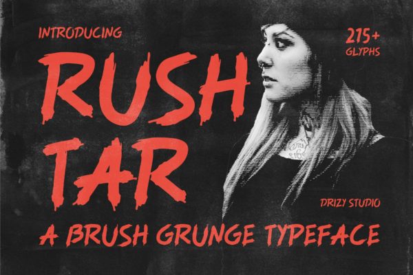 时尚杂志海报徽标设计手写英文字体安装包 Rushtar Brush Grunge Typeface