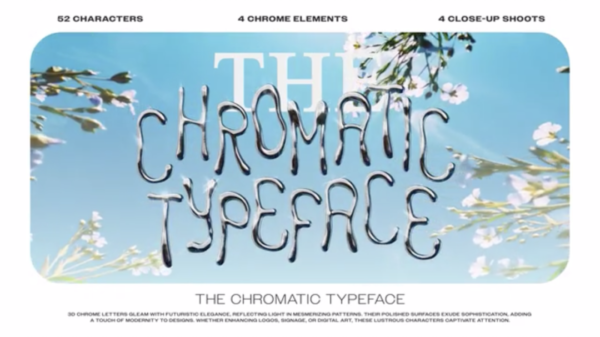 AE模板 嘻哈说唱风金属镀铬流动液体字体LOGO动画特效 The Chromatic Typeface