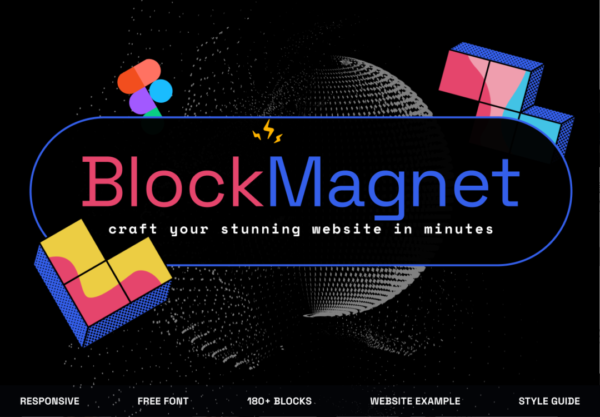 180+现代时尚摄影设计作品集网站WEB登录界面设计Figma模板套件 BlockMagnet – 180+ Blocks for Speedy & Beautiful Website Design