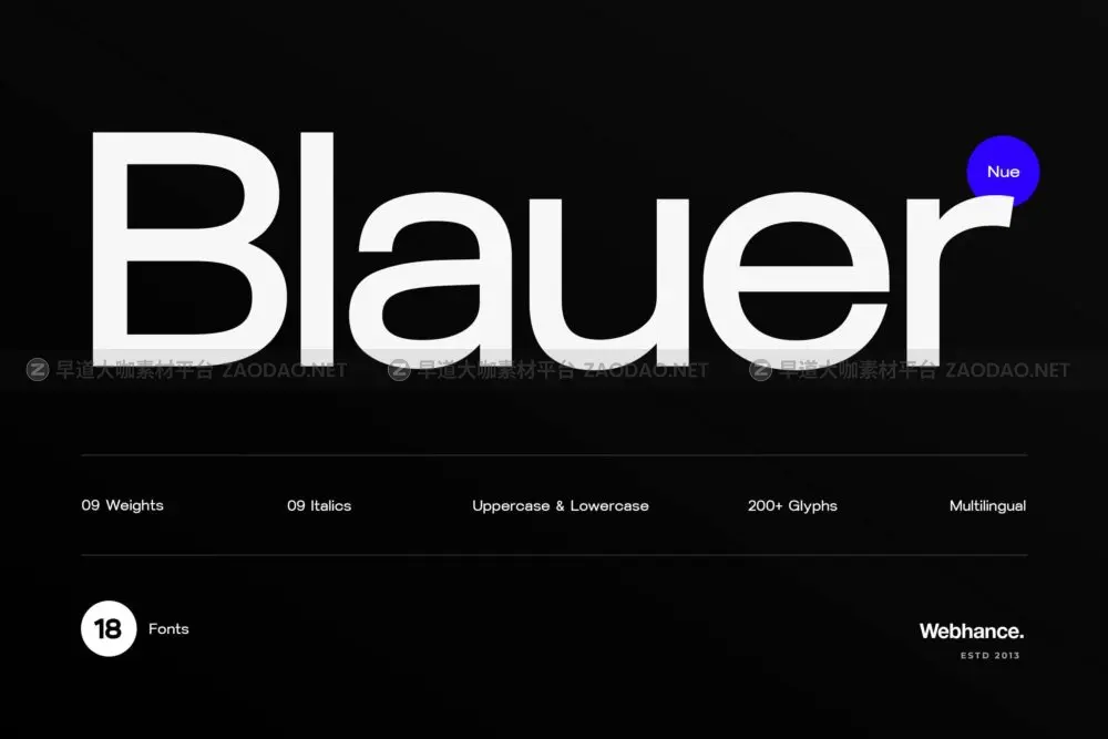 现代极简粗体品牌海报徽标设计无衬线英文字体安装包 Blauer Nue A premium sans-serif font family插图