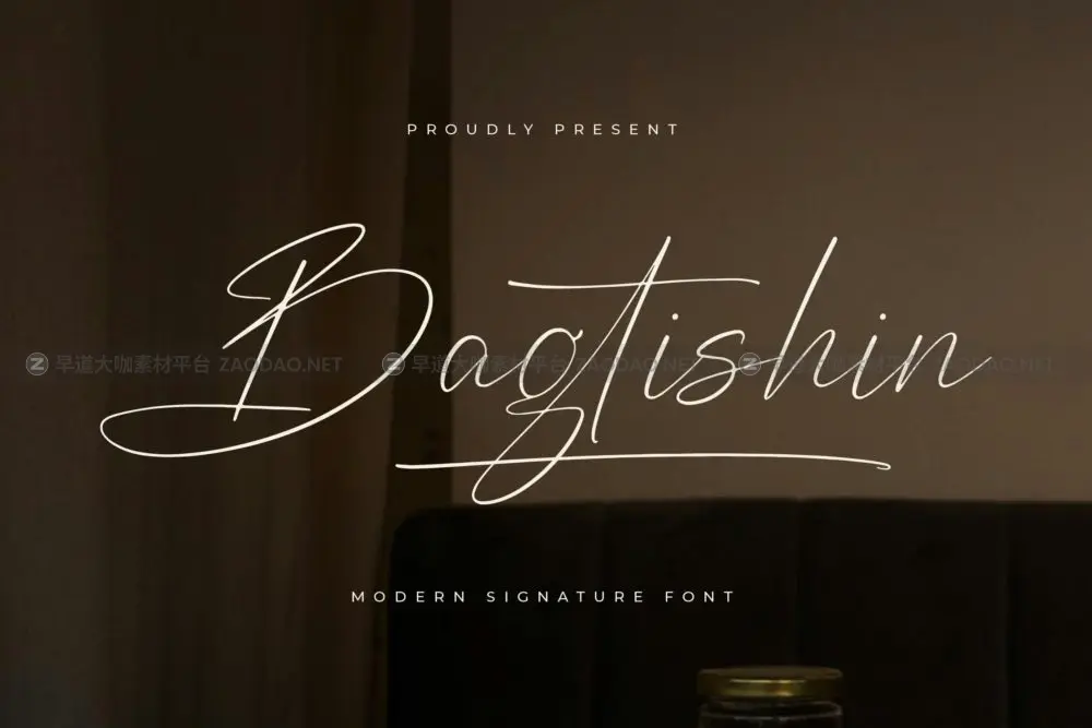 优雅品牌海报徽标设计手写英文字体安装包 Bagtishin Modern Signature Font插图