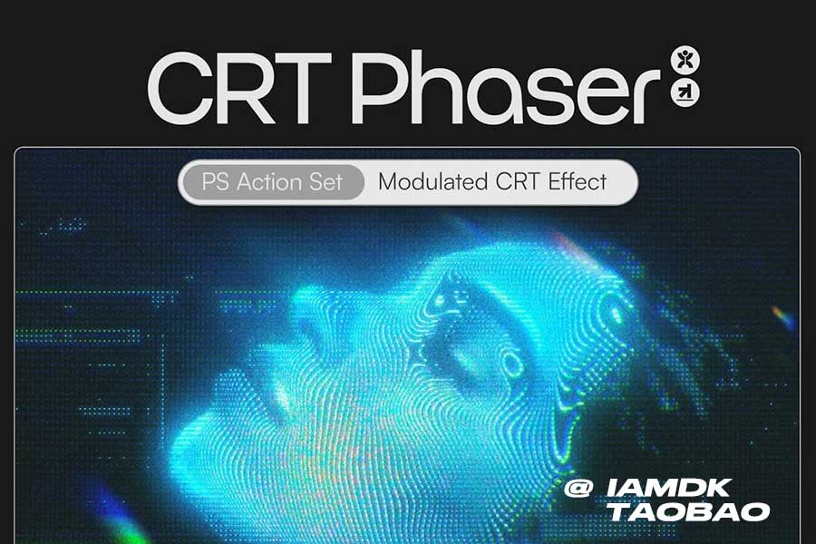 复古赛博朋克霓虹效果CRT信号故障显示模拟PS修图动作滤镜插件设计素材 DORON SUPPLY – CRT Phaser