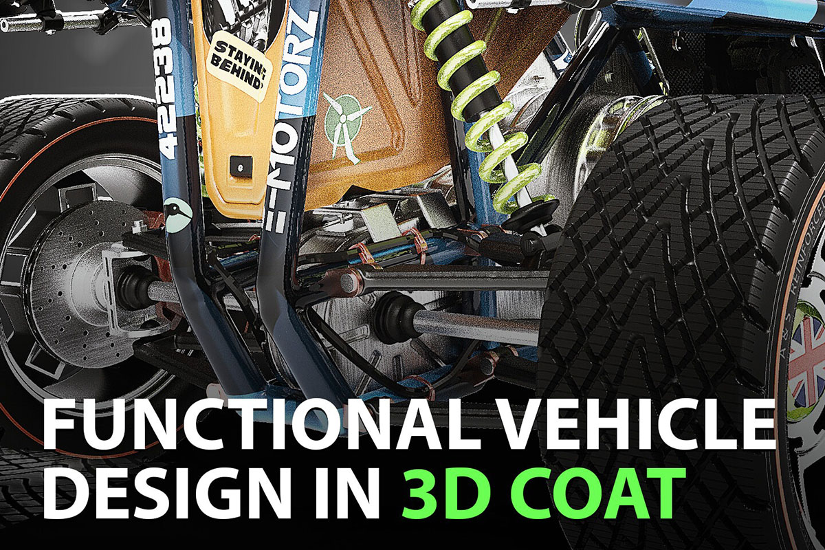 3D Coat赛车车辆雕刻建模材质灯光渲染教程 中英文字幕 Functional Vehicle Design in 3D Coat