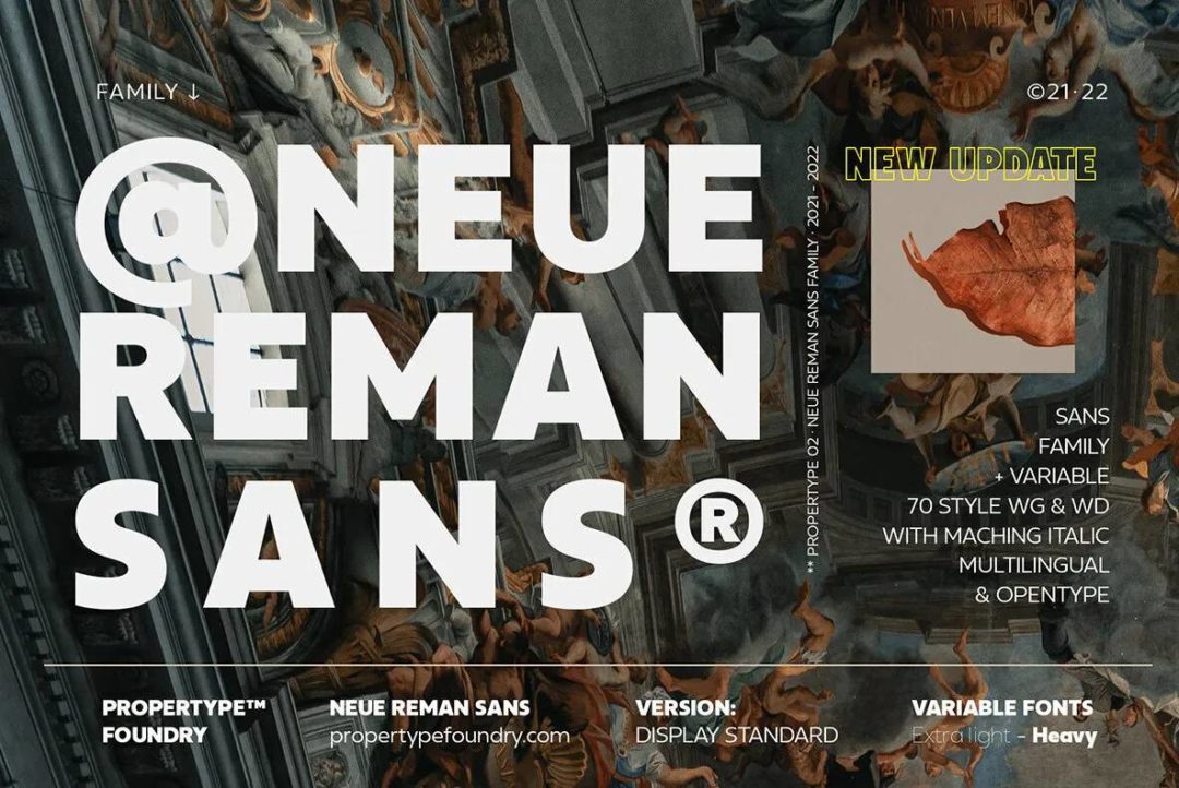 现代时尚几何风视觉海报标题LOGO设计PSAI无衬线英文字体安装包 Neue Reman Sans