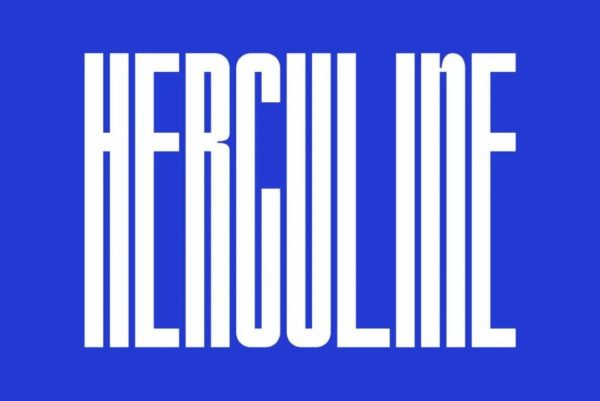 现代时尚浓缩几何风杂志海报标题LOGO设计PSAI无衬线英文字体 Herculine – Condensed Font