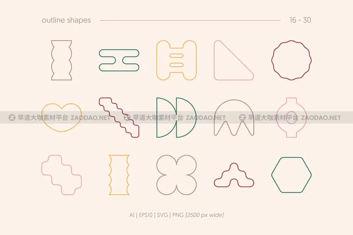 30款时尚创意几何风装饰图案抽象艺术AI矢量图形设计素材 Textured Shapes插图1