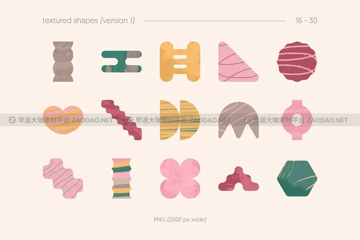 30款时尚创意几何风装饰图案抽象艺术AI矢量图形设计素材 Textured Shapes插图3