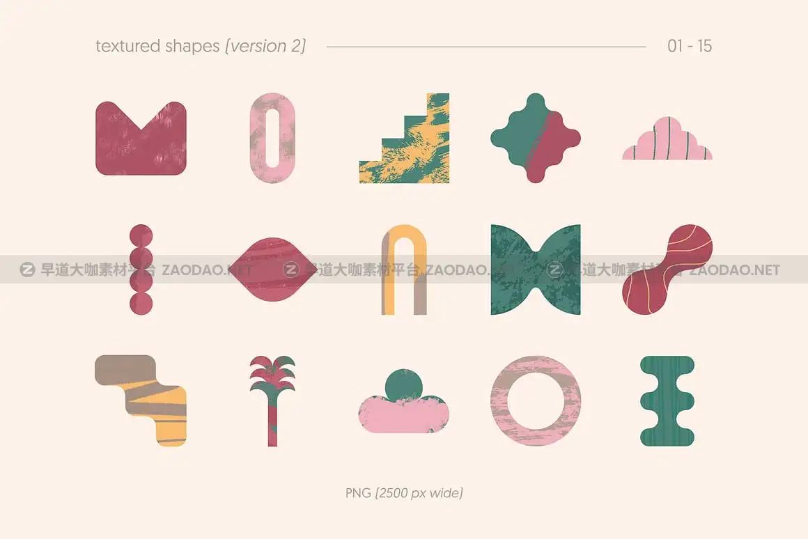 30款时尚创意几何风装饰图案抽象艺术AI矢量图形设计素材 Textured Shapes插图7