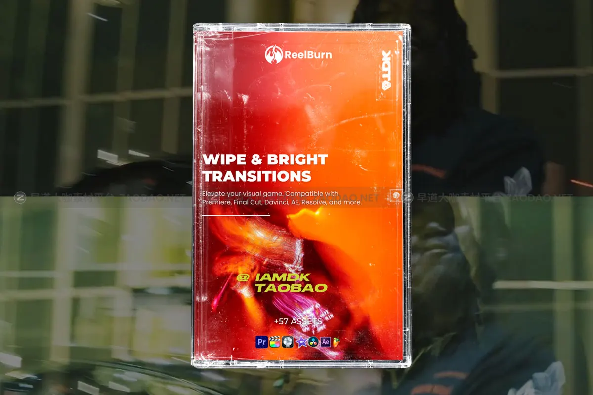 60+组复古电影胶片漏光闪光转场4K视频特效+音效素材包 REELBURN – Wipe And Bright Transitions插图