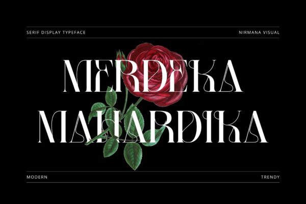 优雅复古杂志品牌包装徽标设计衬线英文字体安装包 Merdeka Mahardika – Logo Font