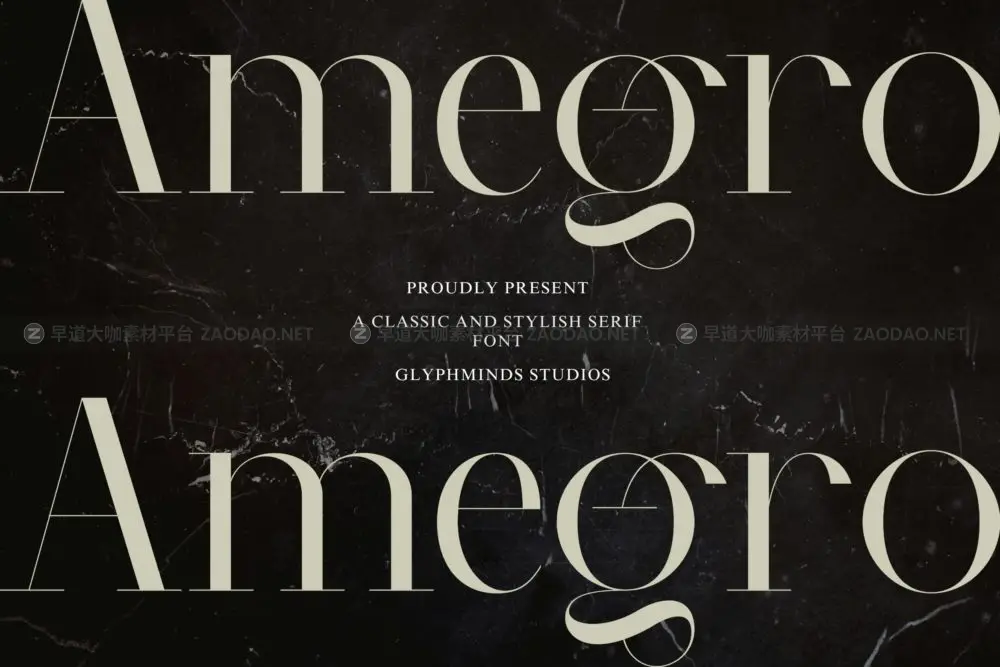 时尚优雅品牌海报徽标设计衬线英文字体安装包 IB – Amegro插图