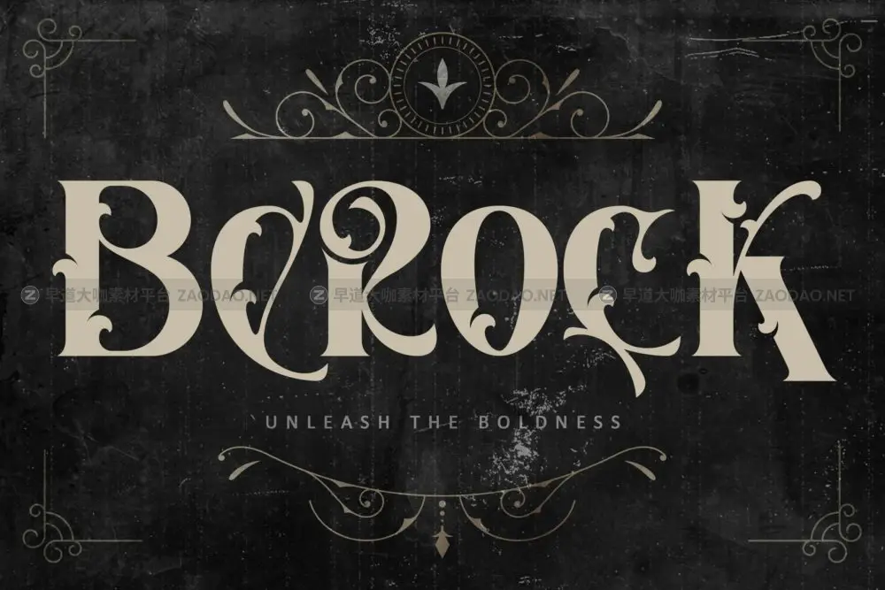 时尚复古哥特式杂志海报徽标设计衬线装饰英文字体安装包 Berock插图