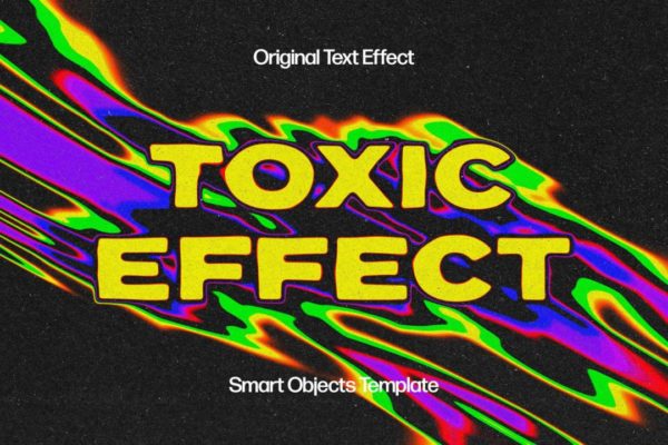 迷幻酸性失真噪点纹理融化效果文本标题LOGO设计PS特效样机模板 Trippy Acid Text Effect