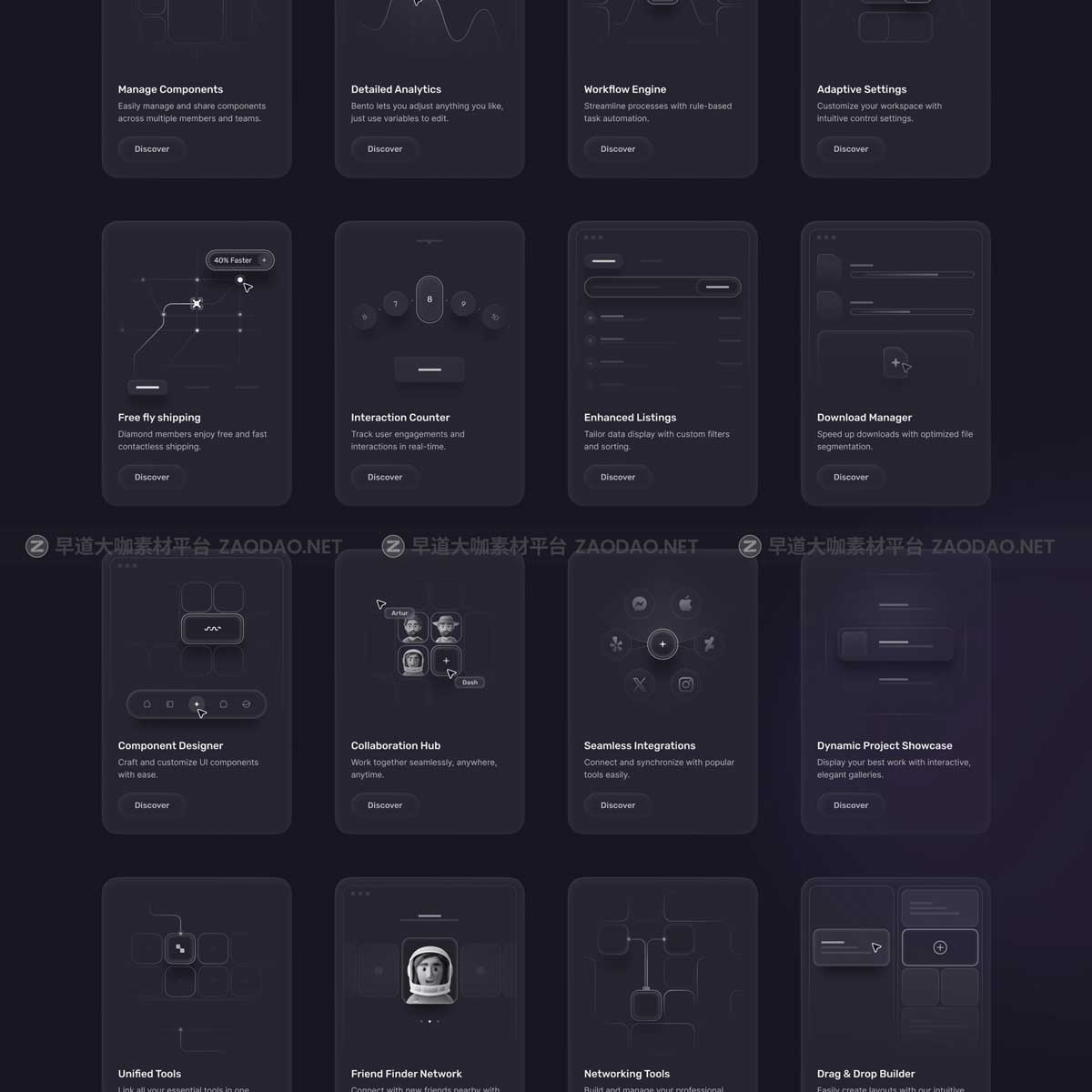 高级网站登录页面APP应用程序设计按钮插图卡片组件Framer素材套件 Bento Cards for Framer插图10
