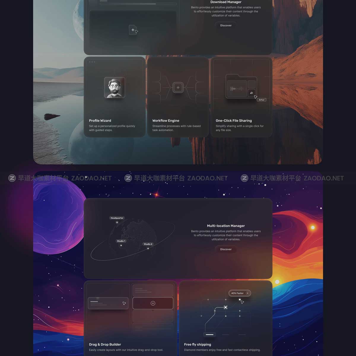 高级网站登录页面APP应用程序设计按钮插图卡片组件Framer素材套件 Bento Cards for Framer插图15
