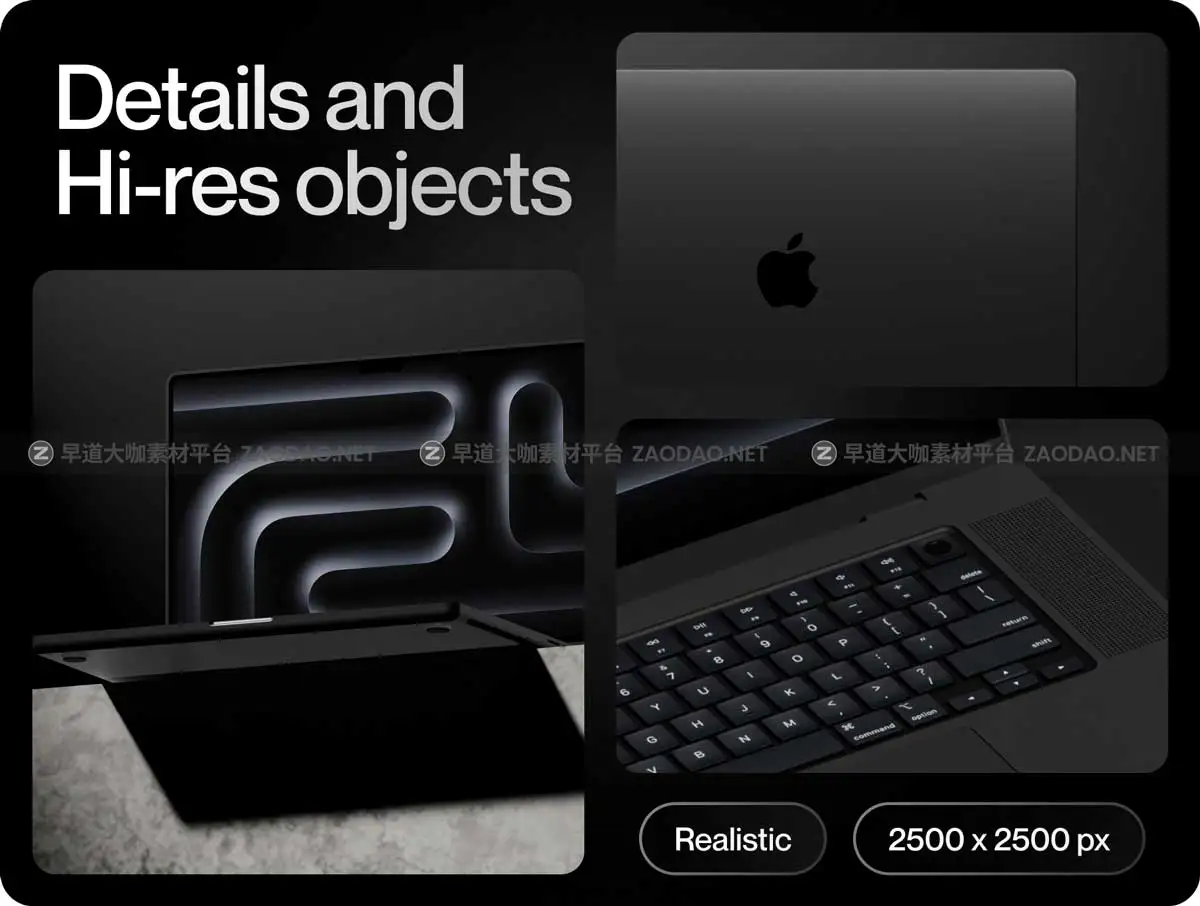 20款暗黑工业风网站WEB界面设计苹果MacBook Pro笔记本电脑屏幕贴图效果图样机PSD模板 Apple Macbook Pro Mockup插图1