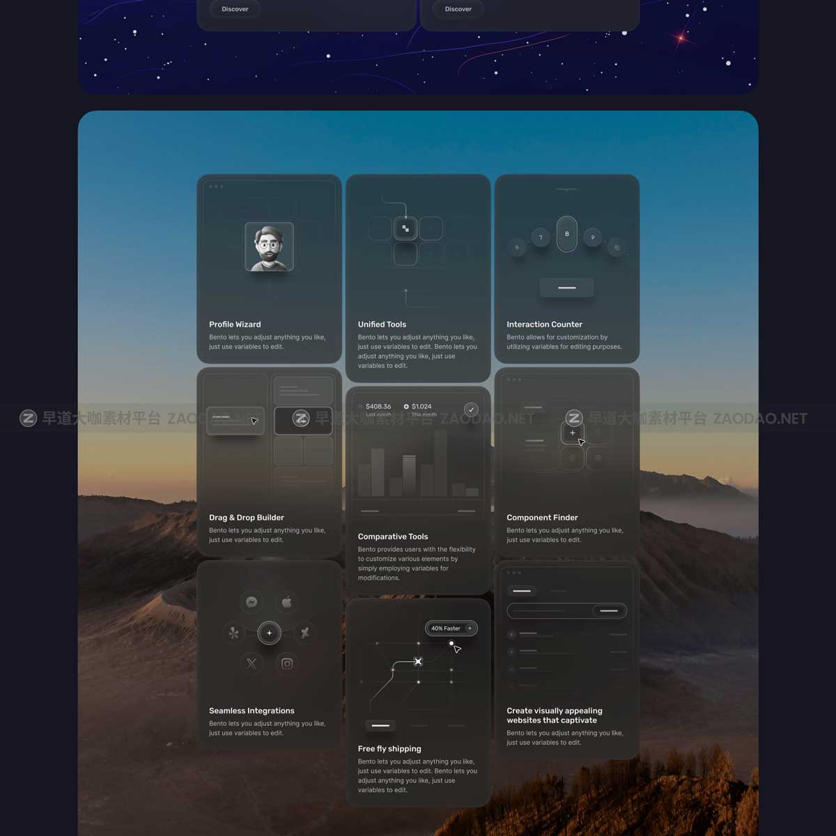 高级网站登录页面APP应用程序设计按钮插图卡片组件Framer素材套件 Bento Cards for Framer插图16