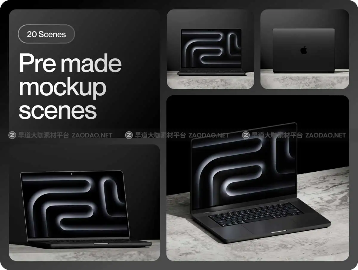 20款暗黑工业风网站WEB界面设计苹果MacBook Pro笔记本电脑屏幕贴图效果图样机PSD模板 Apple Macbook Pro Mockup插图6