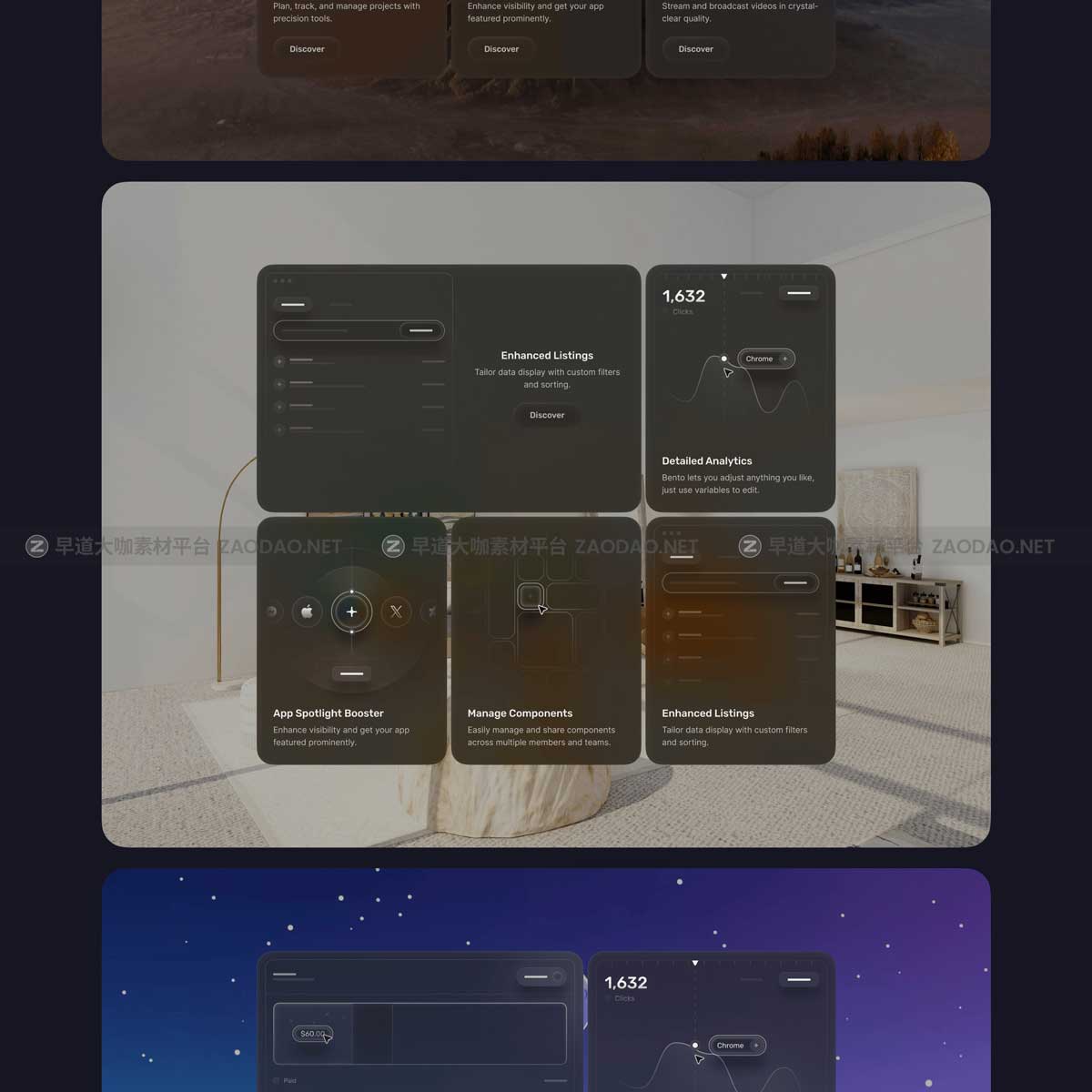 高级网站登录页面APP应用程序设计按钮插图卡片组件Framer素材套件 Bento Cards for Framer插图18