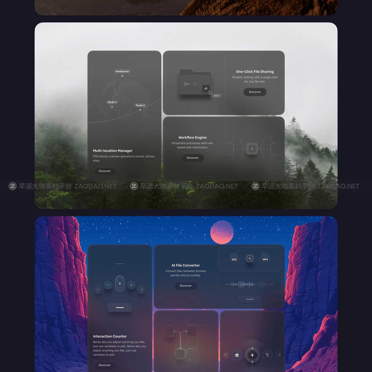 高级网站登录页面APP应用程序设计按钮插图卡片组件Framer素材套件 Bento Cards for Framer插图19