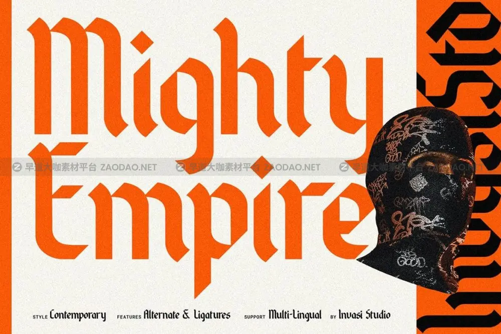 时尚复古品牌海报徽标设计无衬线英文字体安装包 Mighty Empire – Modern Blackletter插图