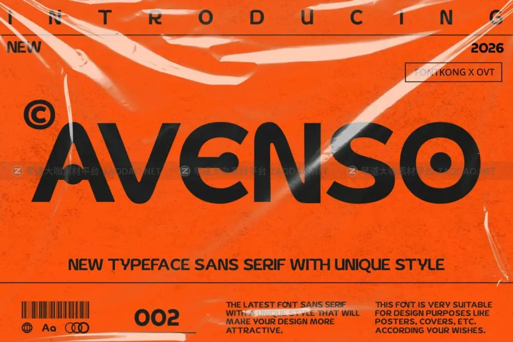 现代优雅品牌海报包装徽标设计无衬线英文字体安装包 Avenso – New Sans Serif Typeface with Unique Style插图