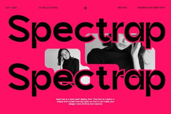 潮流经典杂志海报标题LOGO设计PSAI无衬线英文字体安装包 Spectrap Inktraped Sans Serif