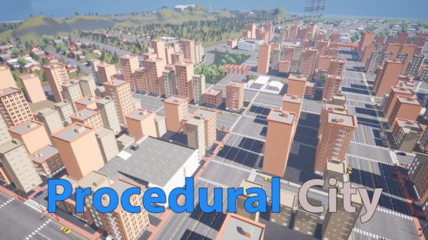 UE模型 虚拟引擎城市市区楼房建筑街道公路3D模型素材 Unreal Engine – Procedural City Generator